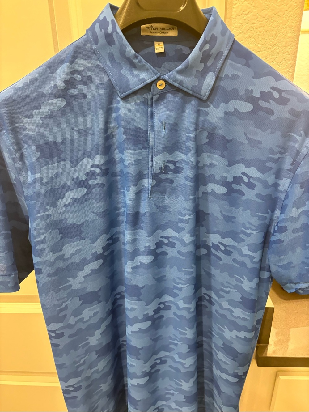 Peter Millar Light and Dark Blue Camo Polo